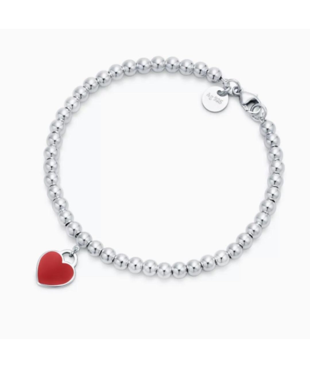 TIFFANY&CO Бордовый серебряный браслет, фото 6