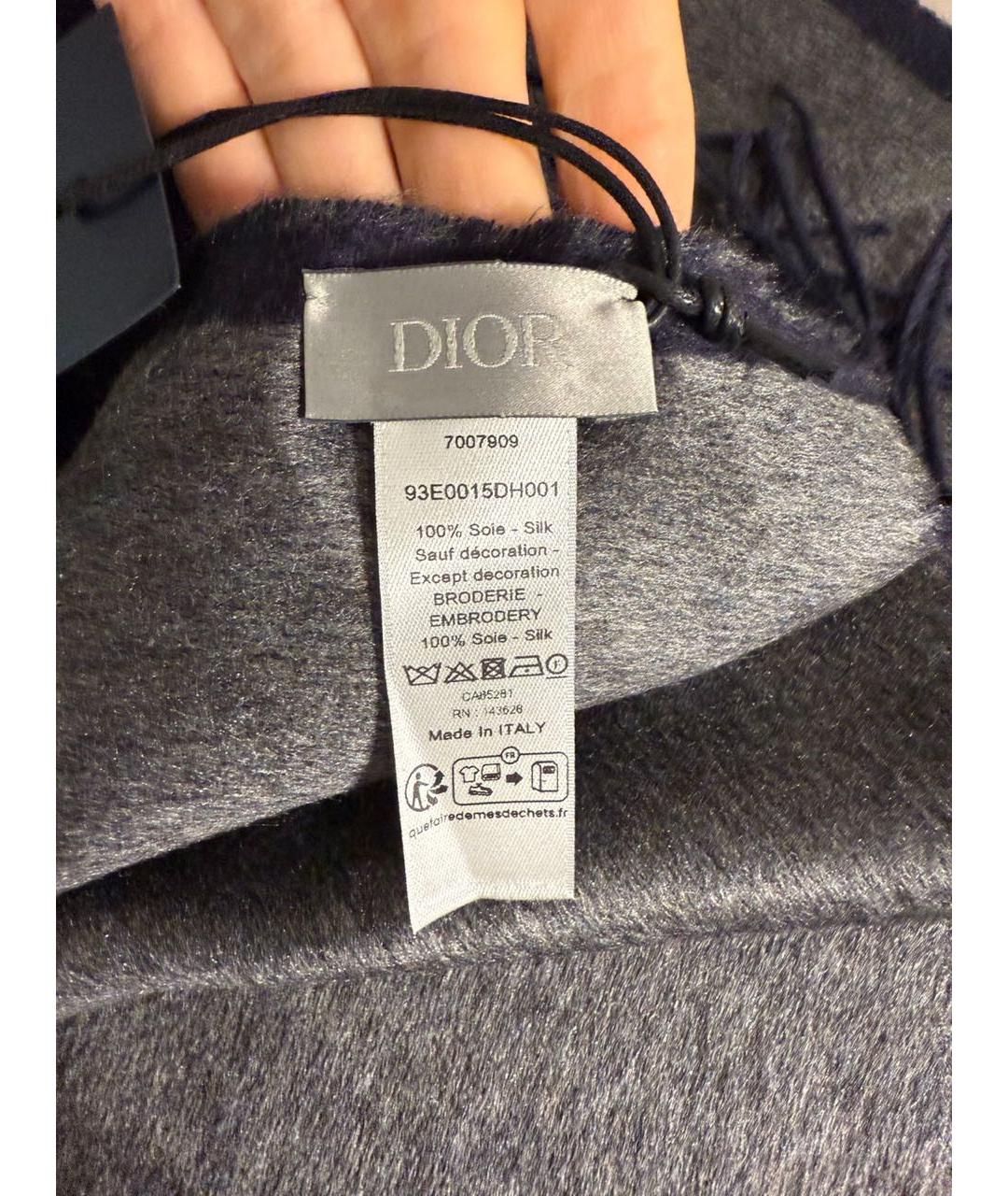 CHRISTIAN DIOR Темно-синий шелковый шарф, фото 4