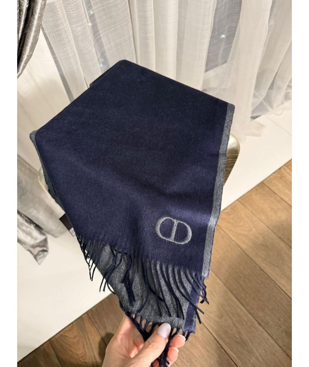 CHRISTIAN DIOR Темно-синий шелковый шарф, фото 5