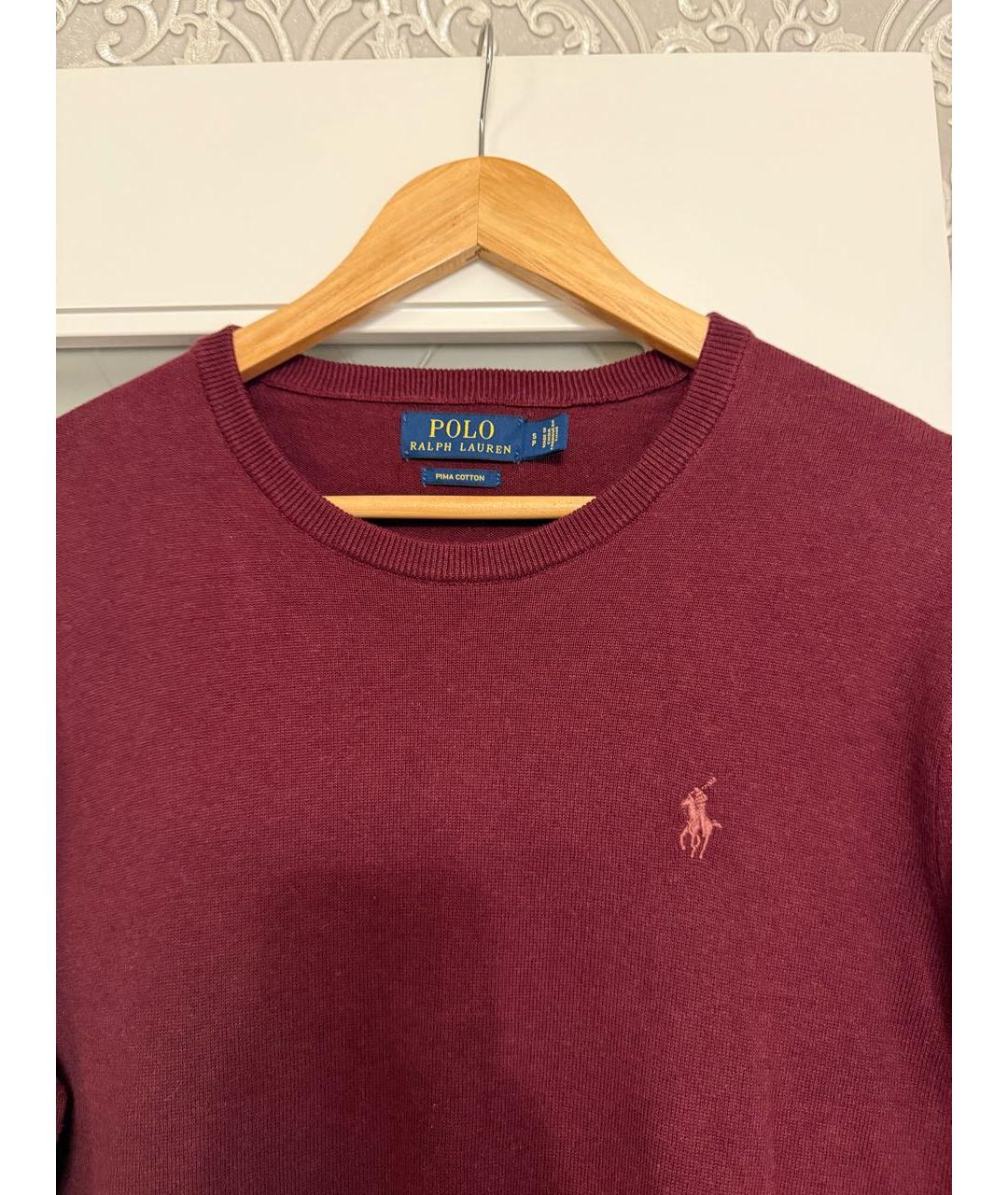 POLO RALPH LAUREN Бордовый хлопковый джемпер / свитер, фото 3