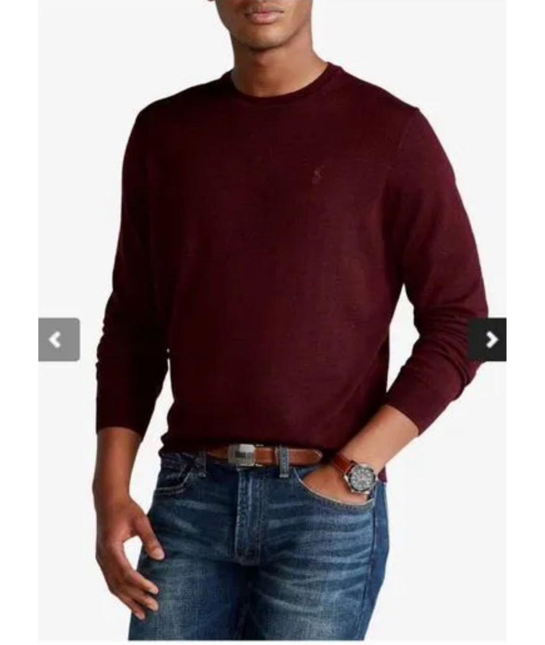 POLO RALPH LAUREN Бордовый хлопковый джемпер / свитер, фото 6