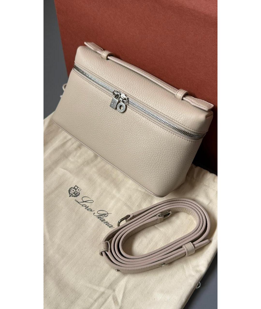 LORO PIANA Бежевая кожаная сумка через плечо, фото 3