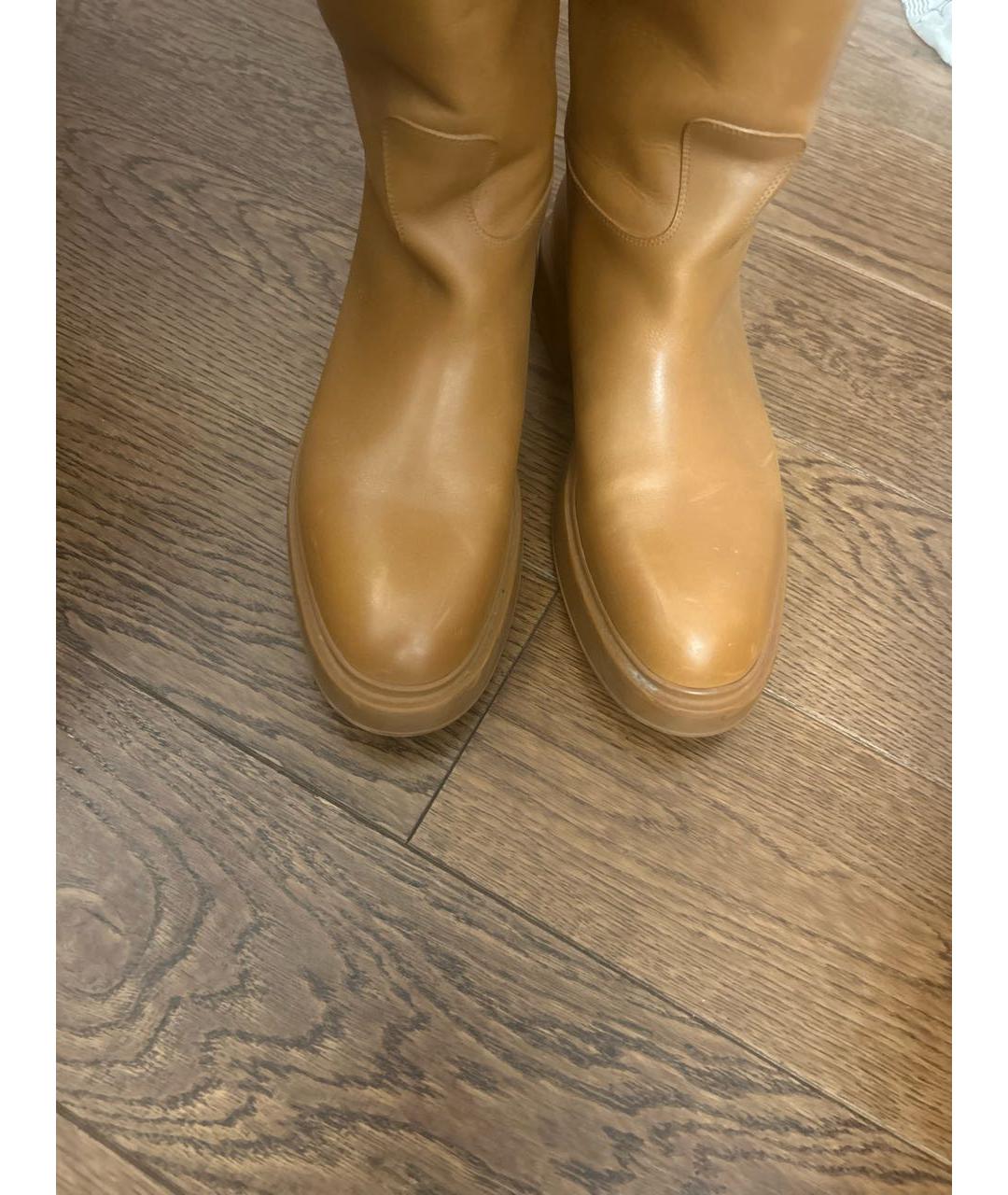 HERMES Оранжевое кожаные сапоги, фото 3