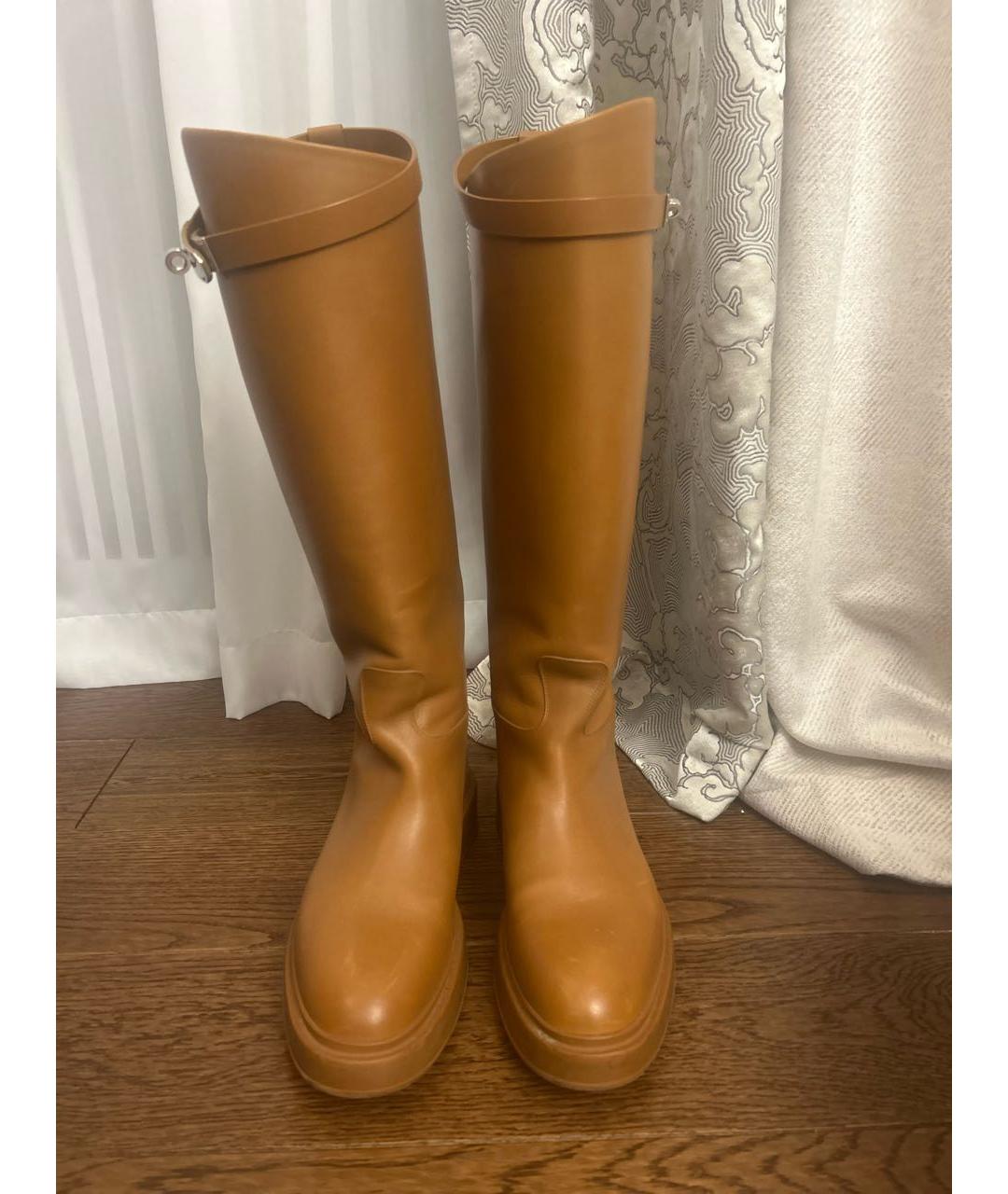 HERMES Оранжевое кожаные сапоги, фото 2