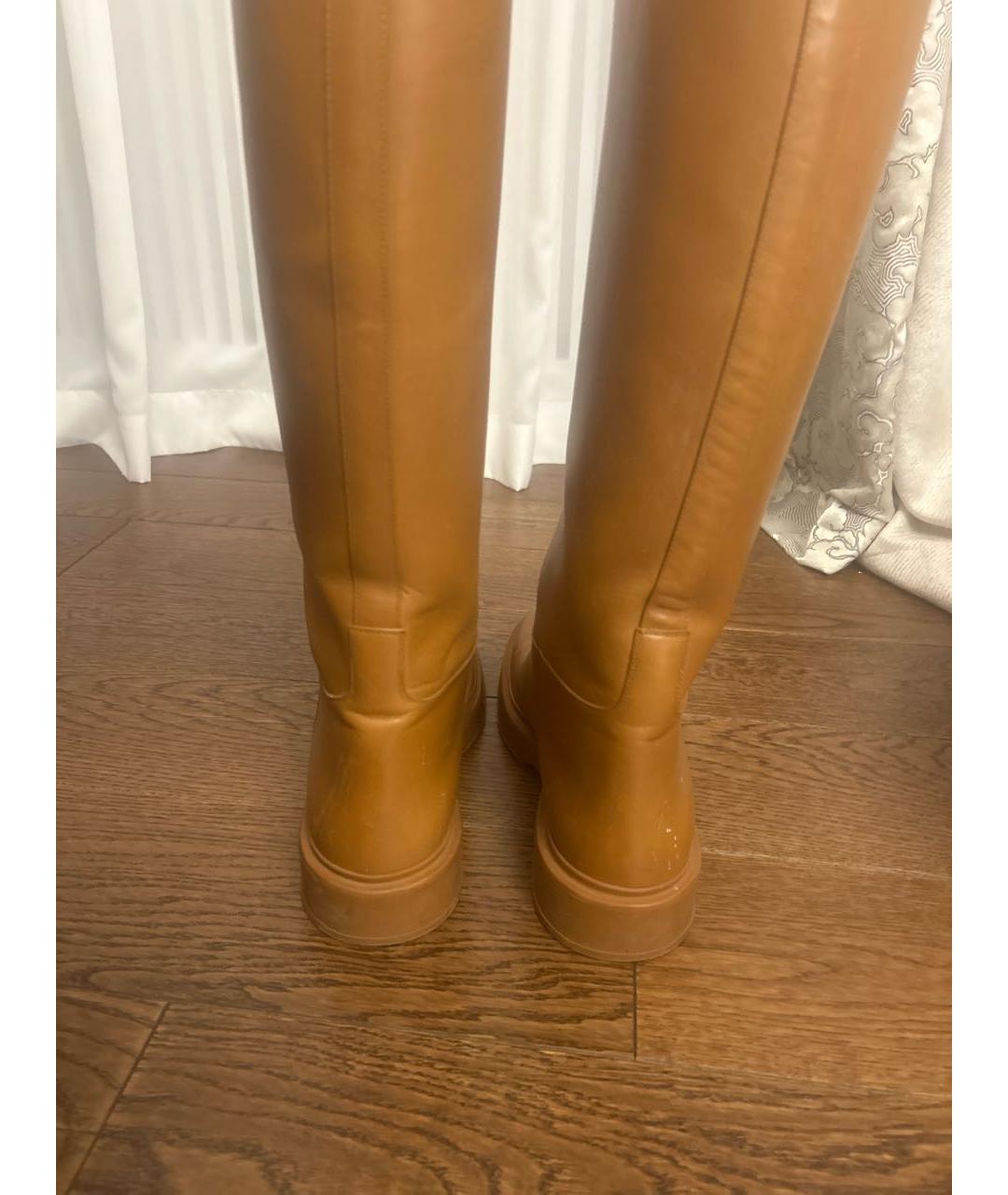 HERMES Оранжевое кожаные сапоги, фото 4