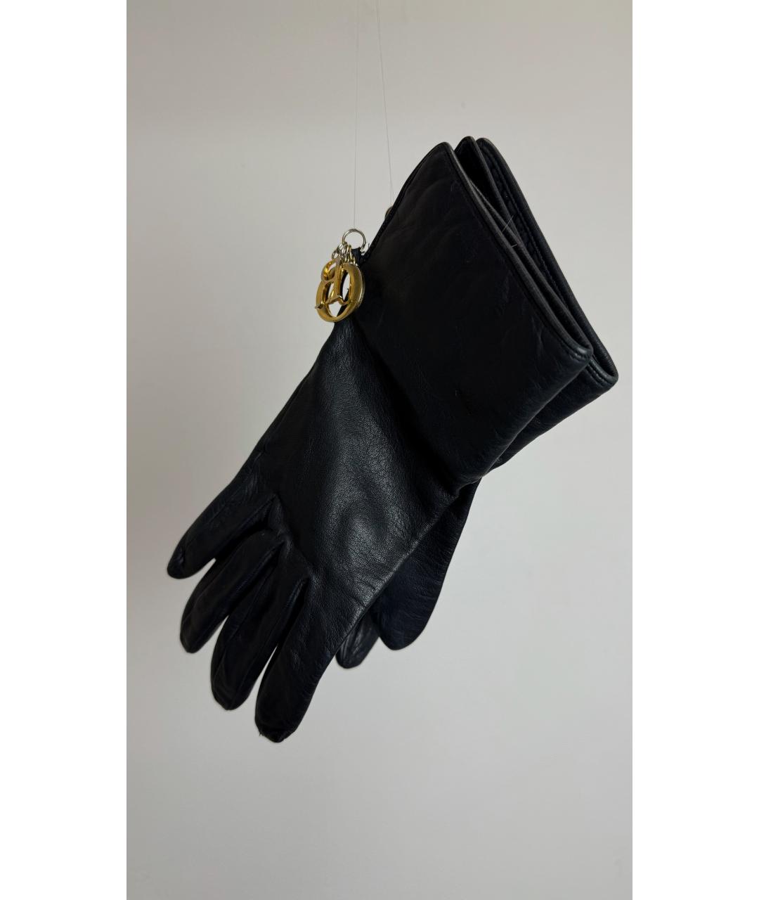 CHRISTIAN DIOR Черные кожаные перчатки, фото 5