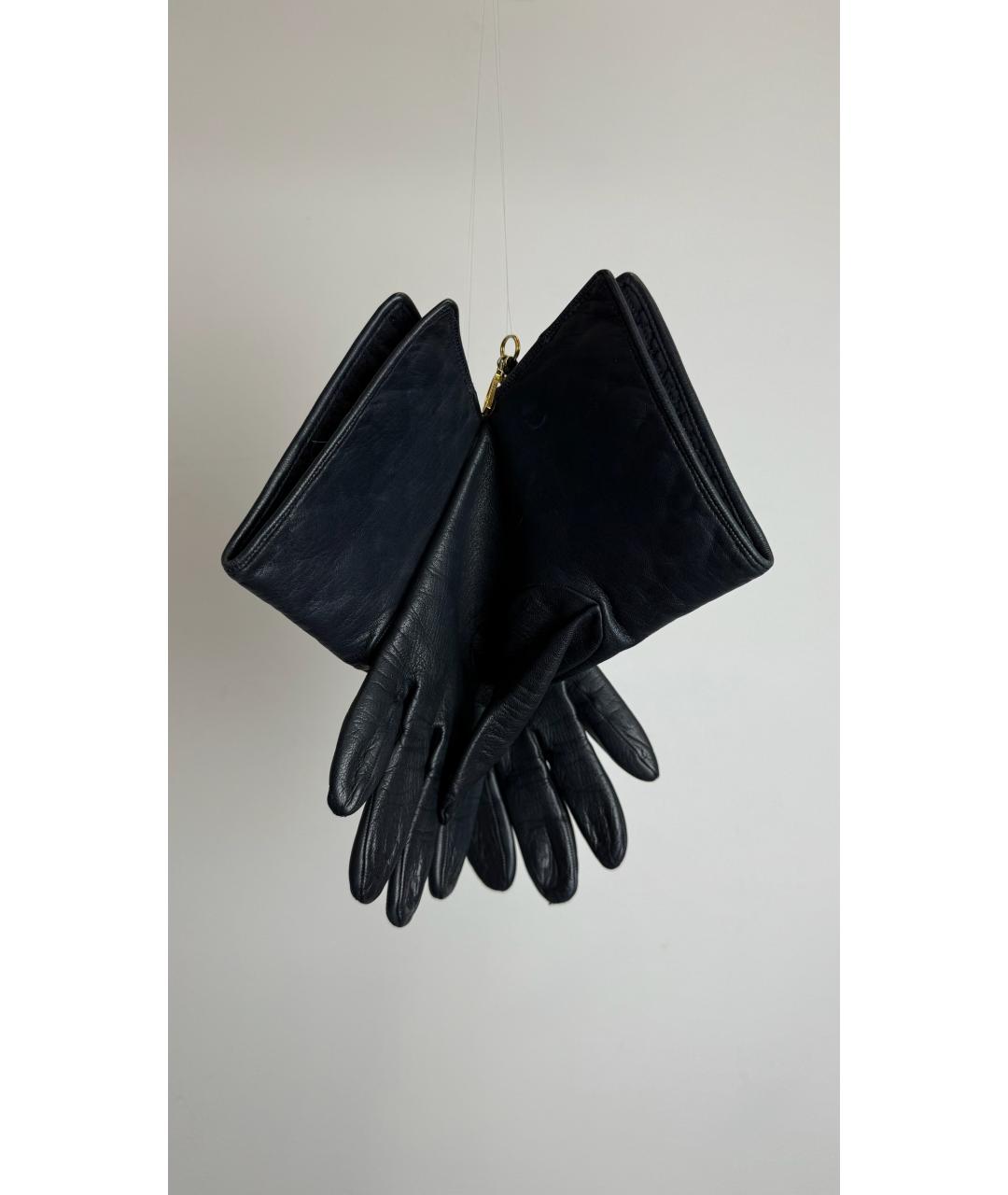 CHRISTIAN DIOR Черные кожаные перчатки, фото 4