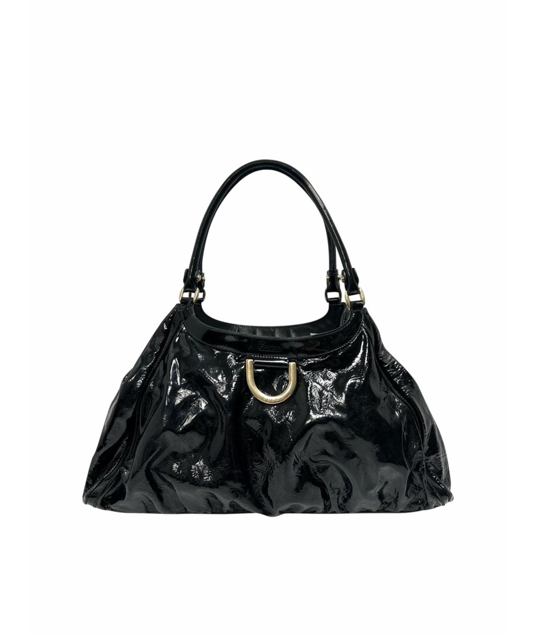 GUCCI Черная сумка с короткими ручками из лакированной кожи, фото 1