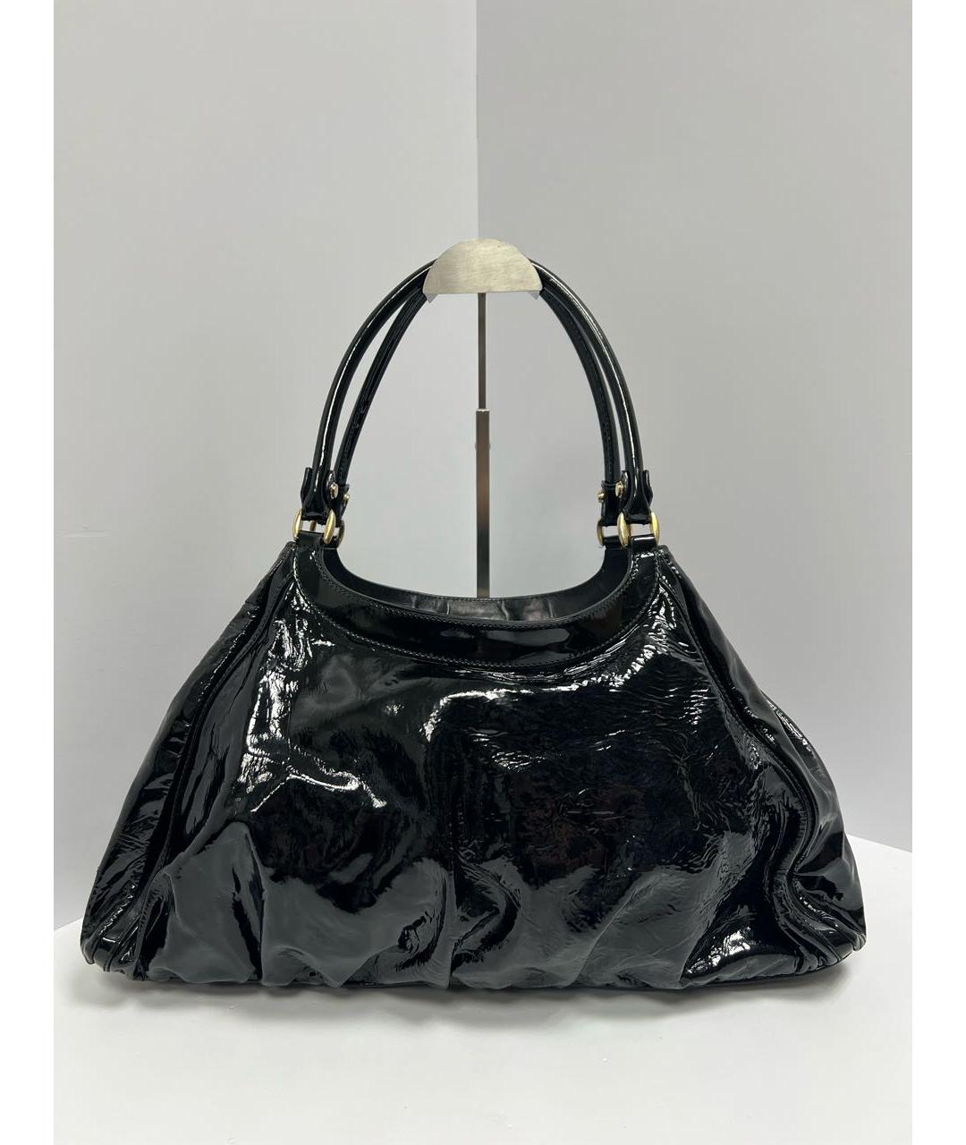 GUCCI Черная сумка с короткими ручками из лакированной кожи, фото 3