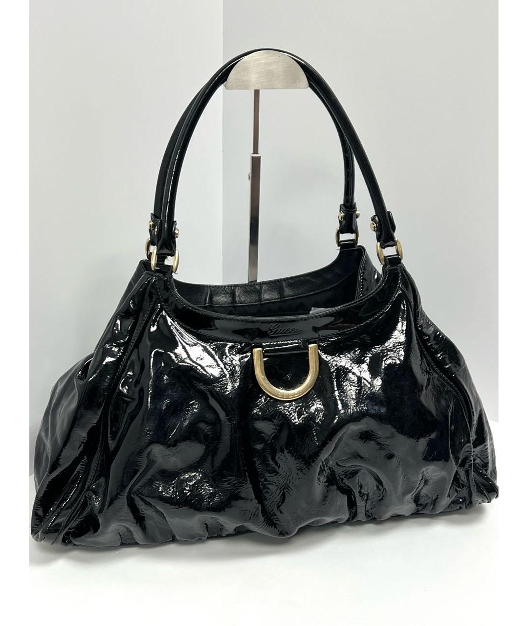 GUCCI Черная сумка с короткими ручками из лакированной кожи, фото 2