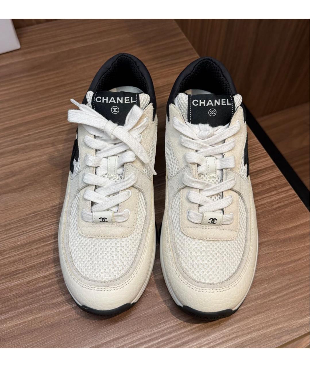 CHANEL Белые текстильные кроссовки, фото 2