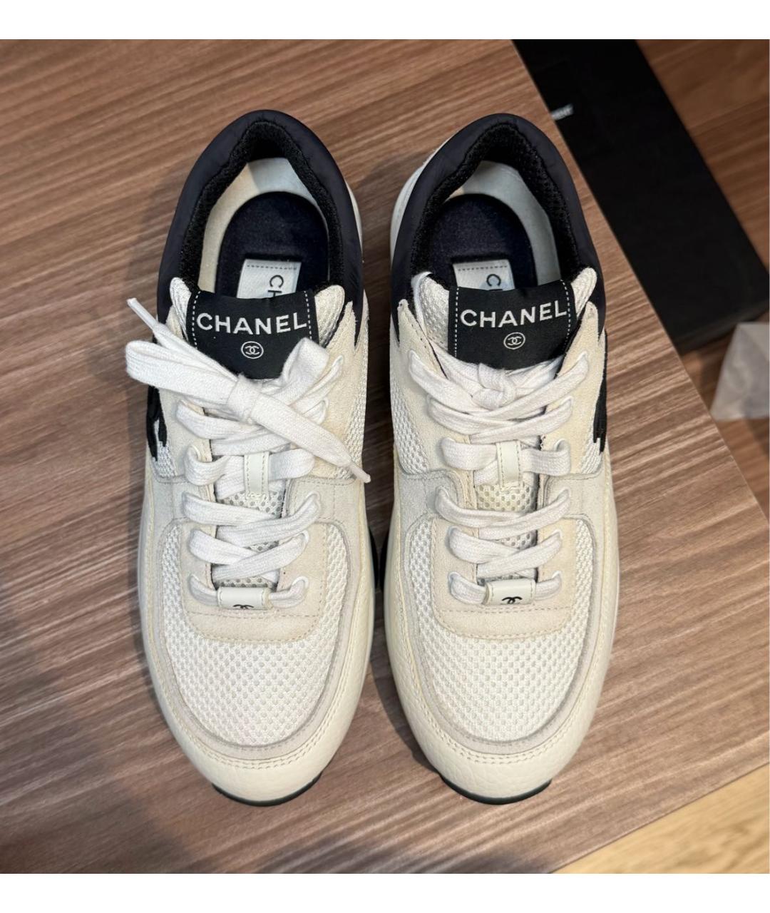 CHANEL Белые текстильные кроссовки, фото 3