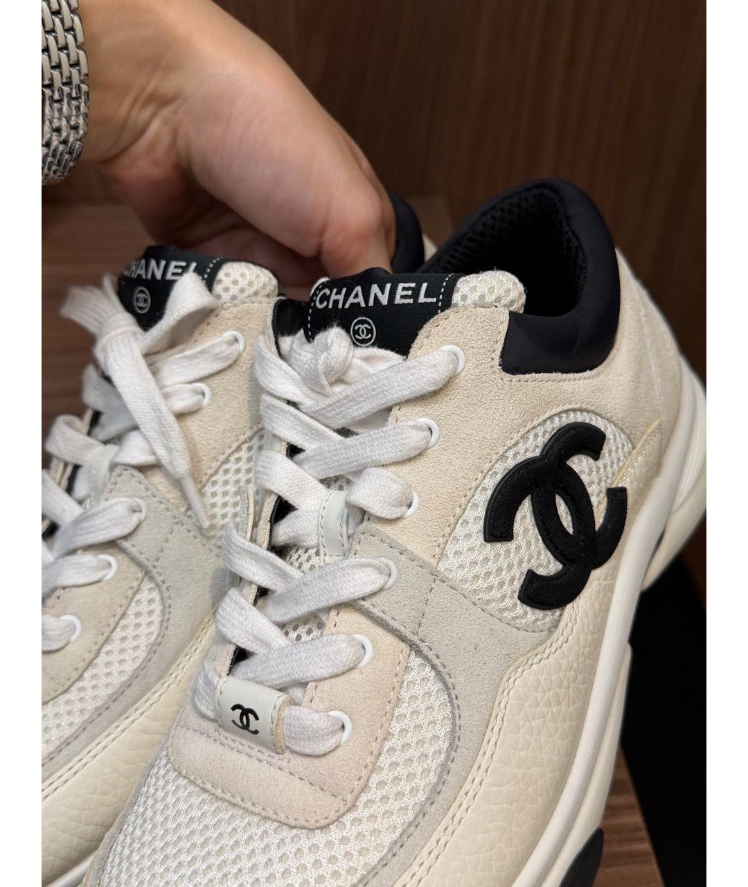 CHANEL Белые текстильные кроссовки, фото 7