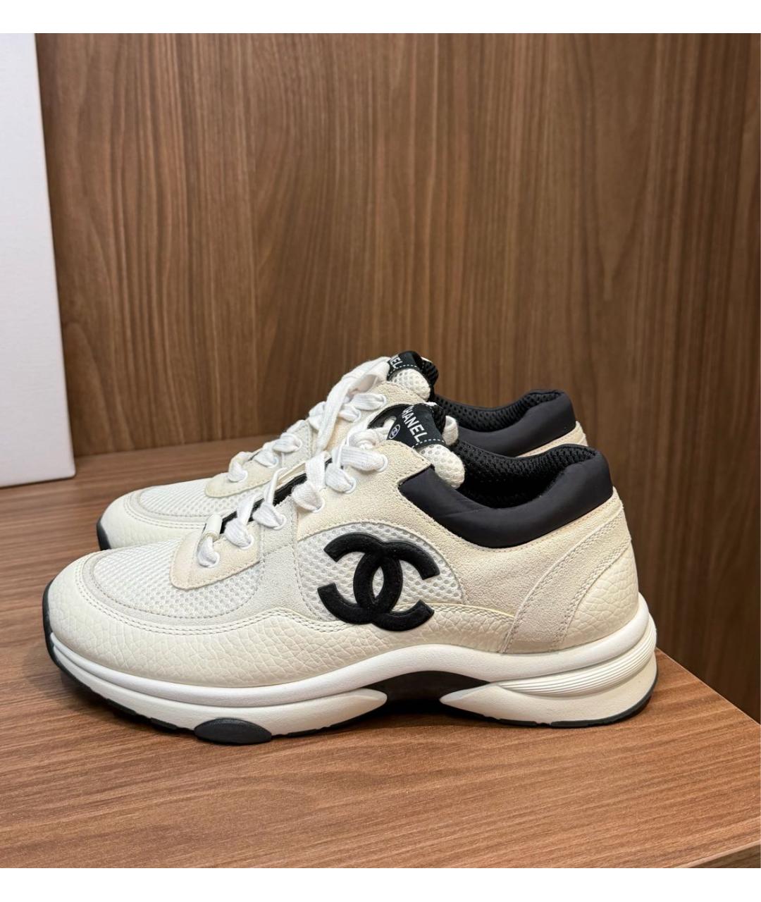 CHANEL Белые текстильные кроссовки, фото 9