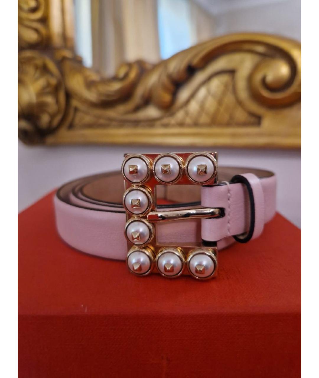VALENTINO Розовый кожаный ремень, фото 2