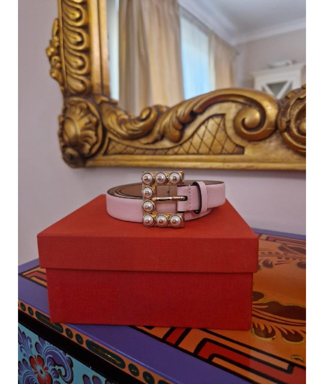 VALENTINO Розовый кожаный ремень, фото 3