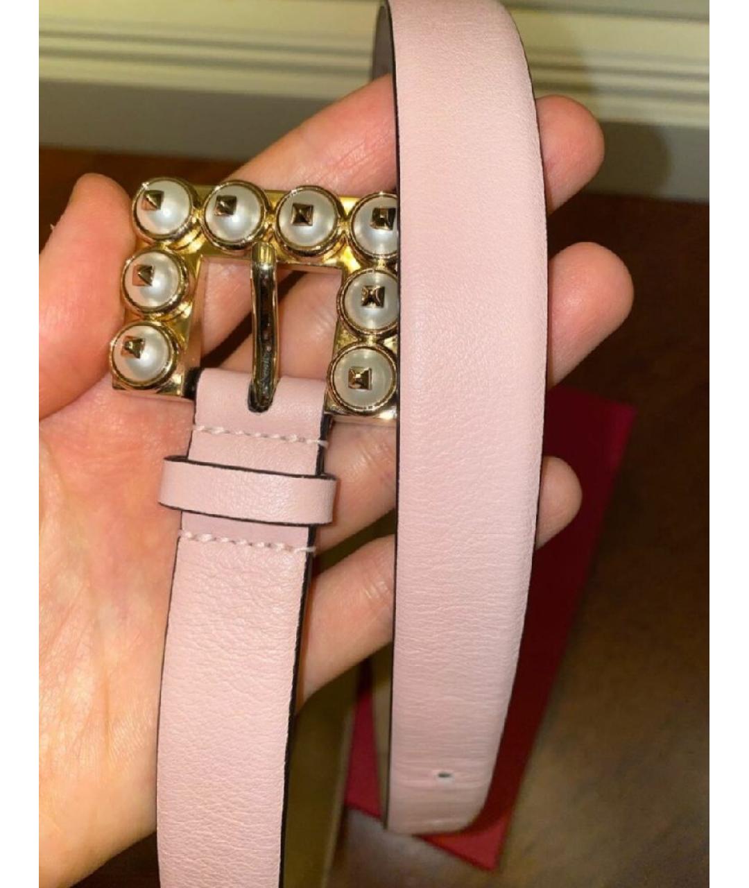 VALENTINO Розовый кожаный ремень, фото 4