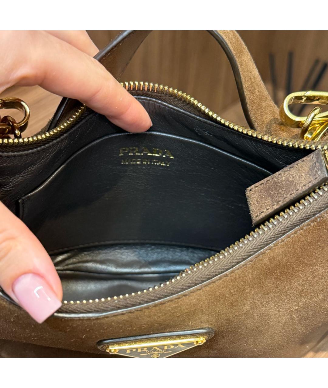 PRADA Коричневая замшевая сумка через плечо, фото 5