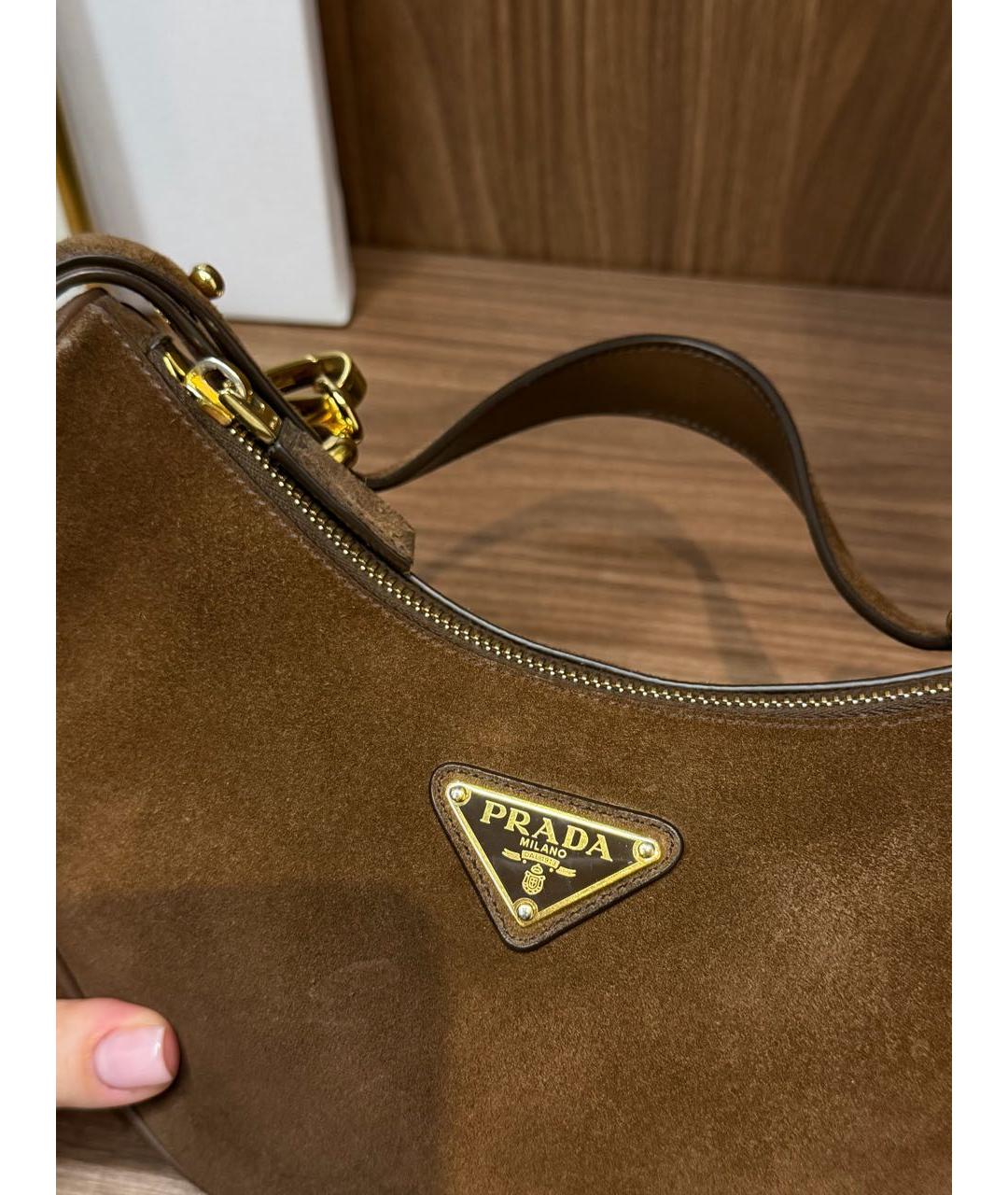 PRADA Коричневая замшевая сумка через плечо, фото 6
