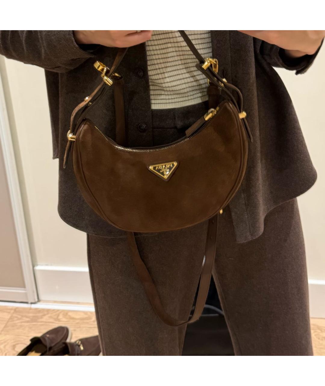PRADA Коричневая замшевая сумка через плечо, фото 7