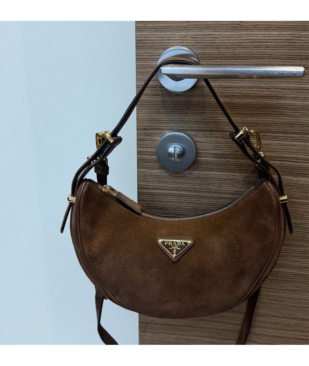 PRADA Коричневая замшевая сумка через плечо, фото 8