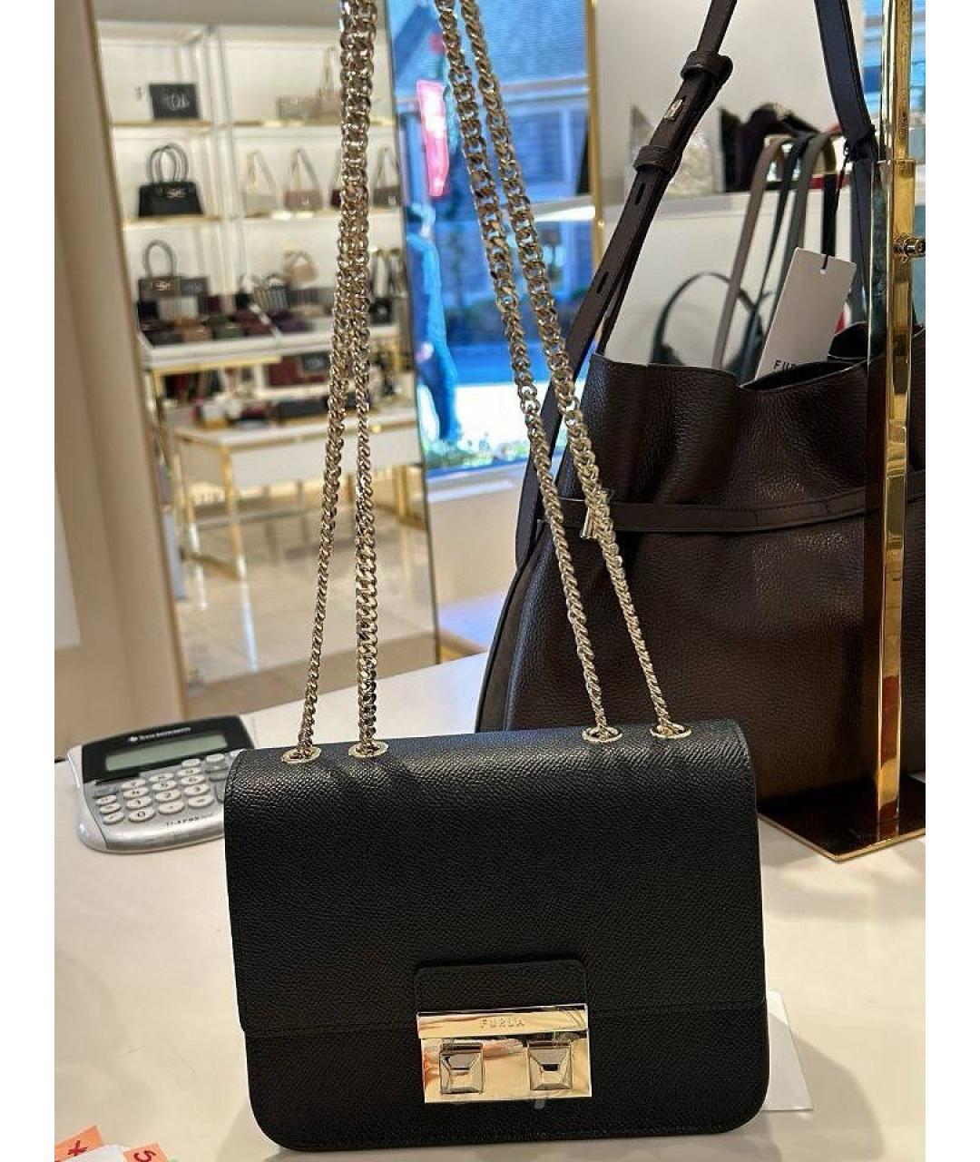 FURLA Черная кожаная сумка через плечо, фото 5