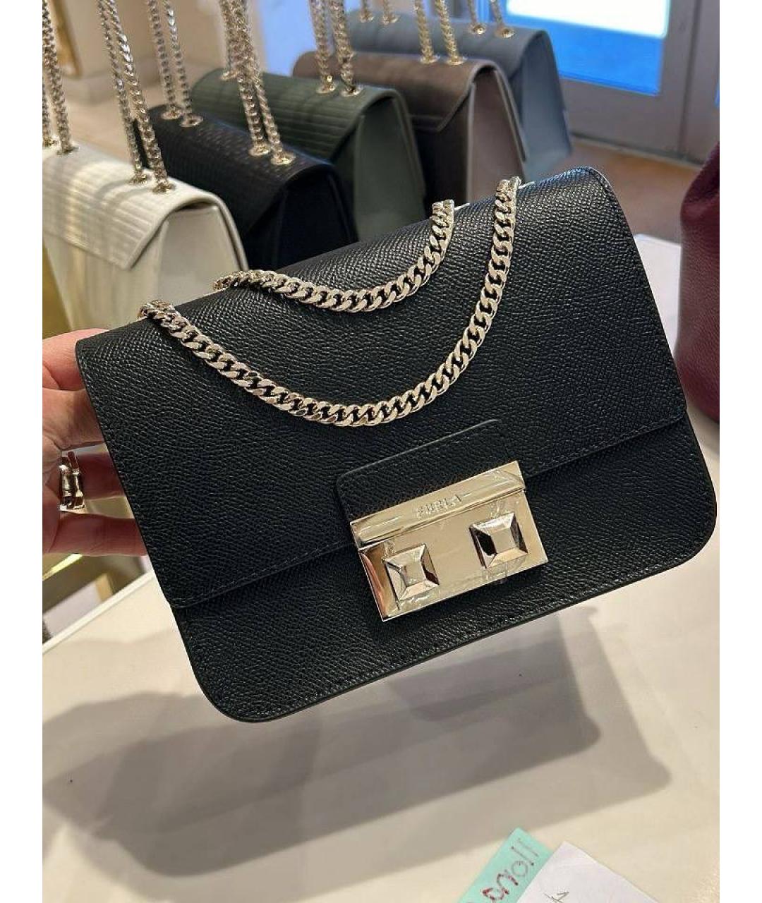 FURLA Черная кожаная сумка через плечо, фото 3