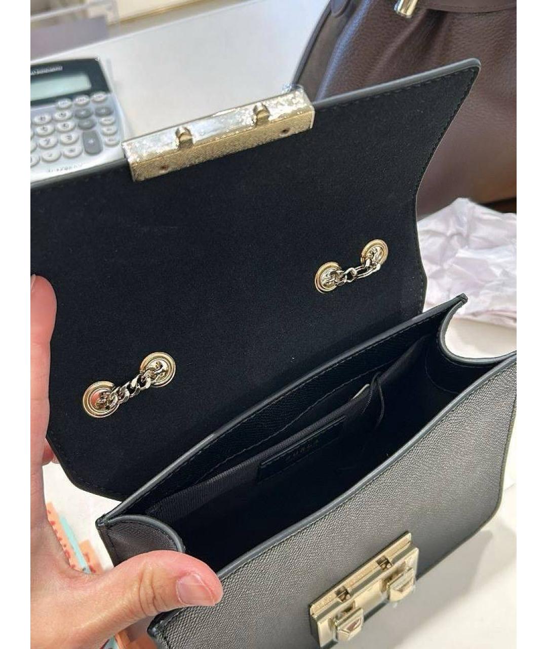 FURLA Черная кожаная сумка через плечо, фото 4