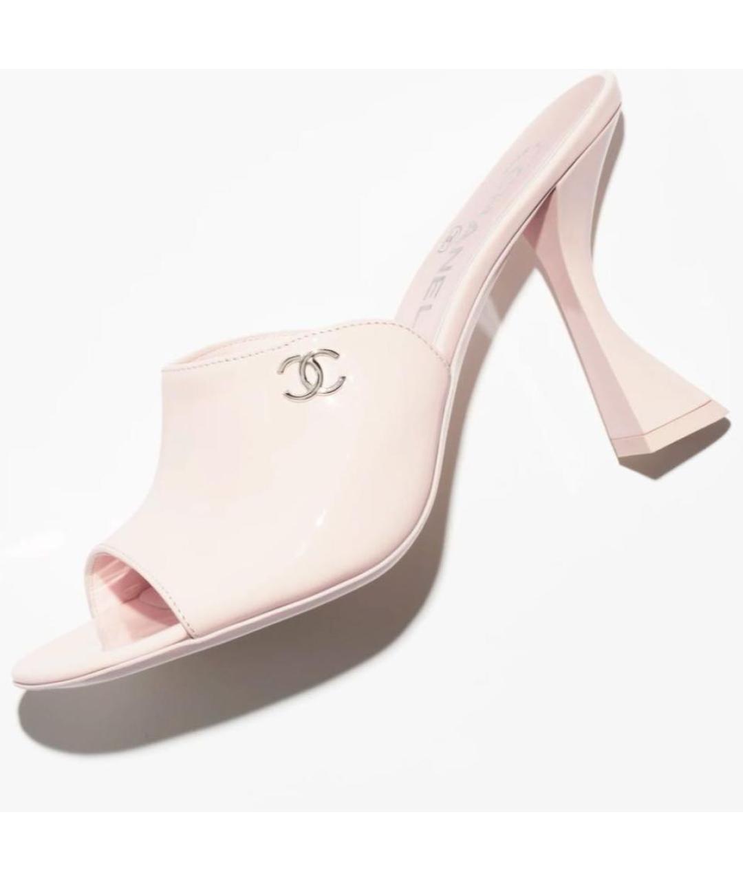 CHANEL Розовые сабо из лакированной кожи, фото 2