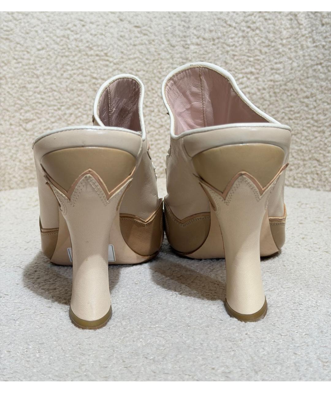 MIU MIU Бежевые кожаные мюли, фото 4