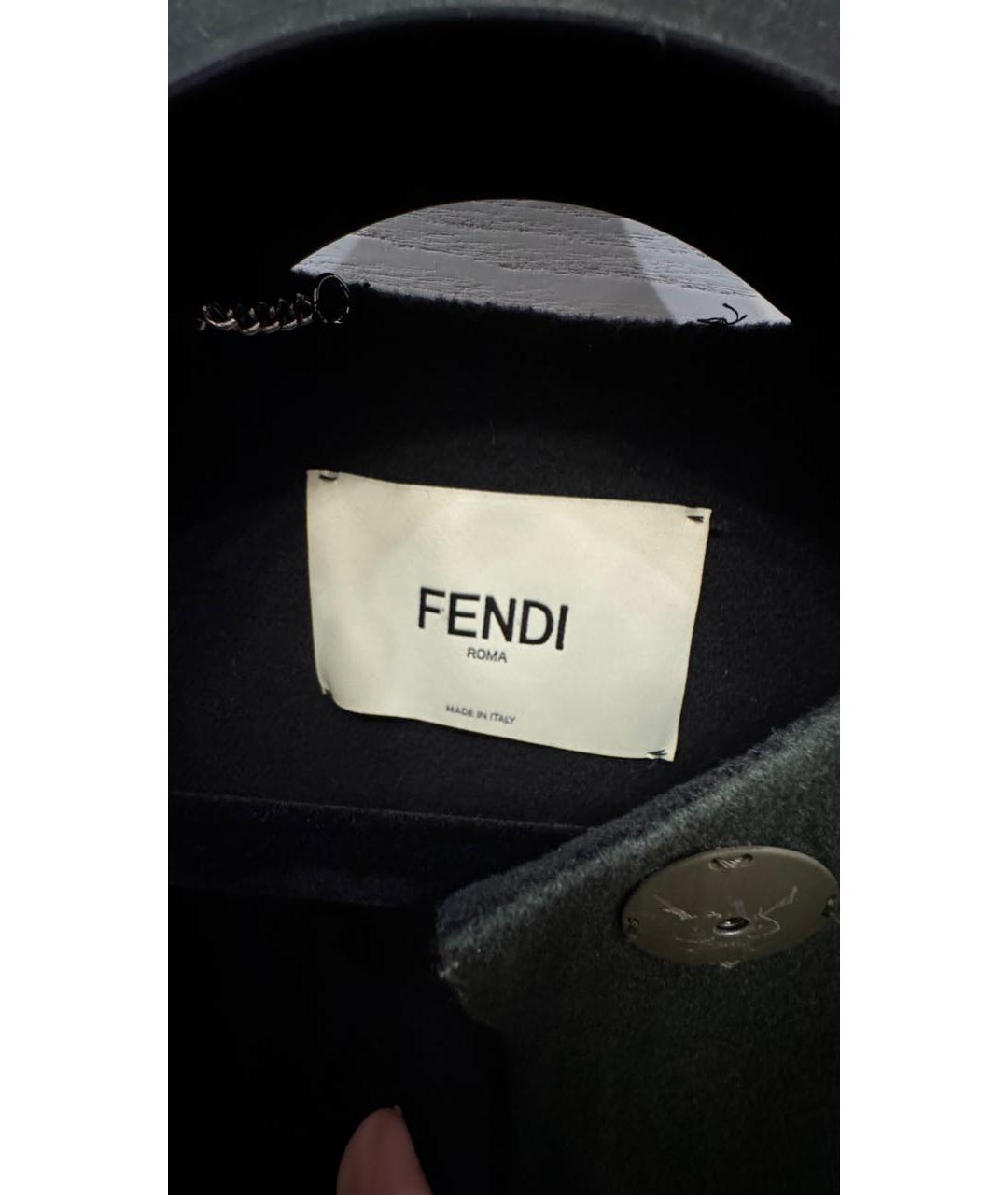 FENDI Хаки шерстяное пальто, фото 5