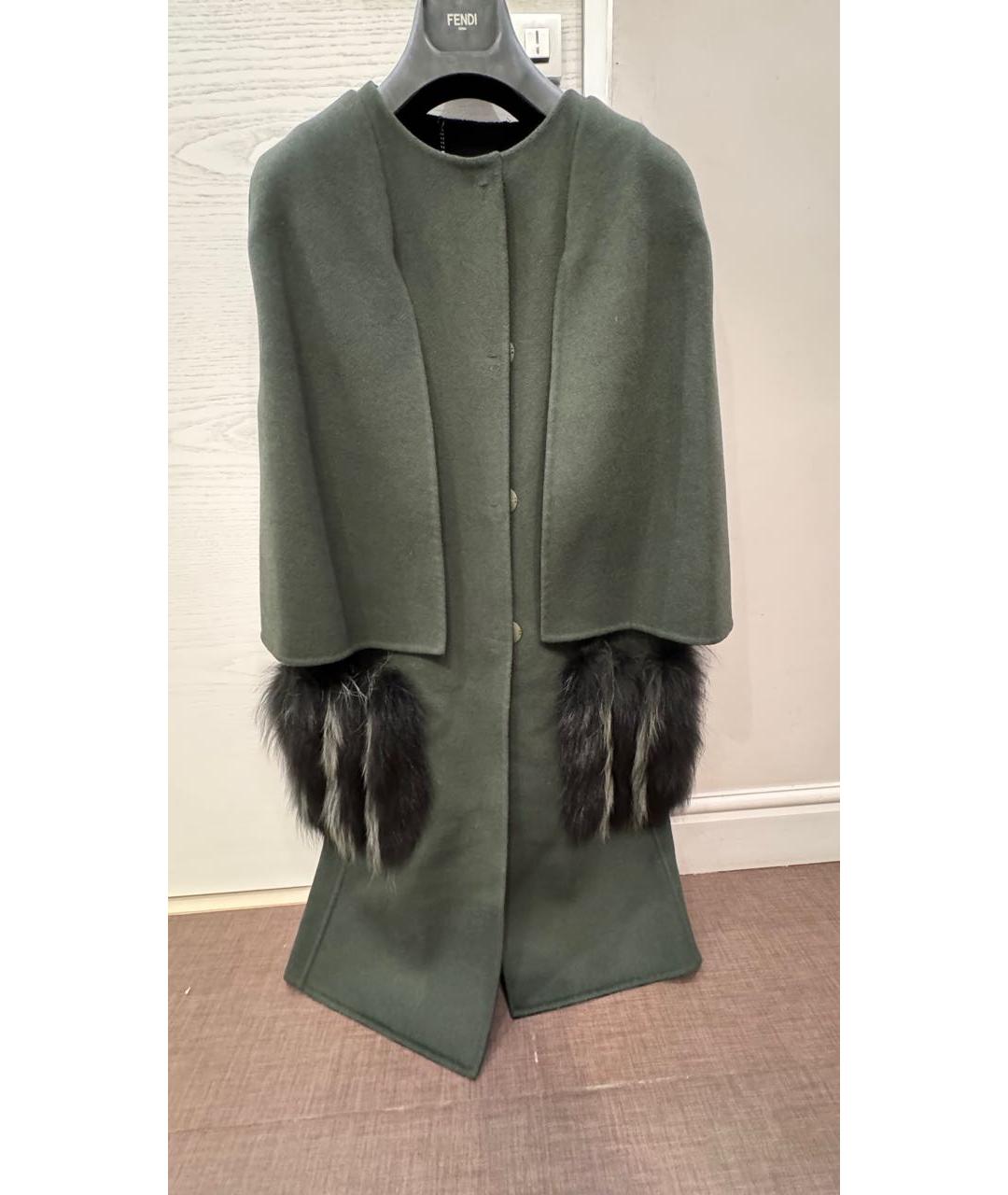 FENDI Хаки шерстяное пальто, фото 9