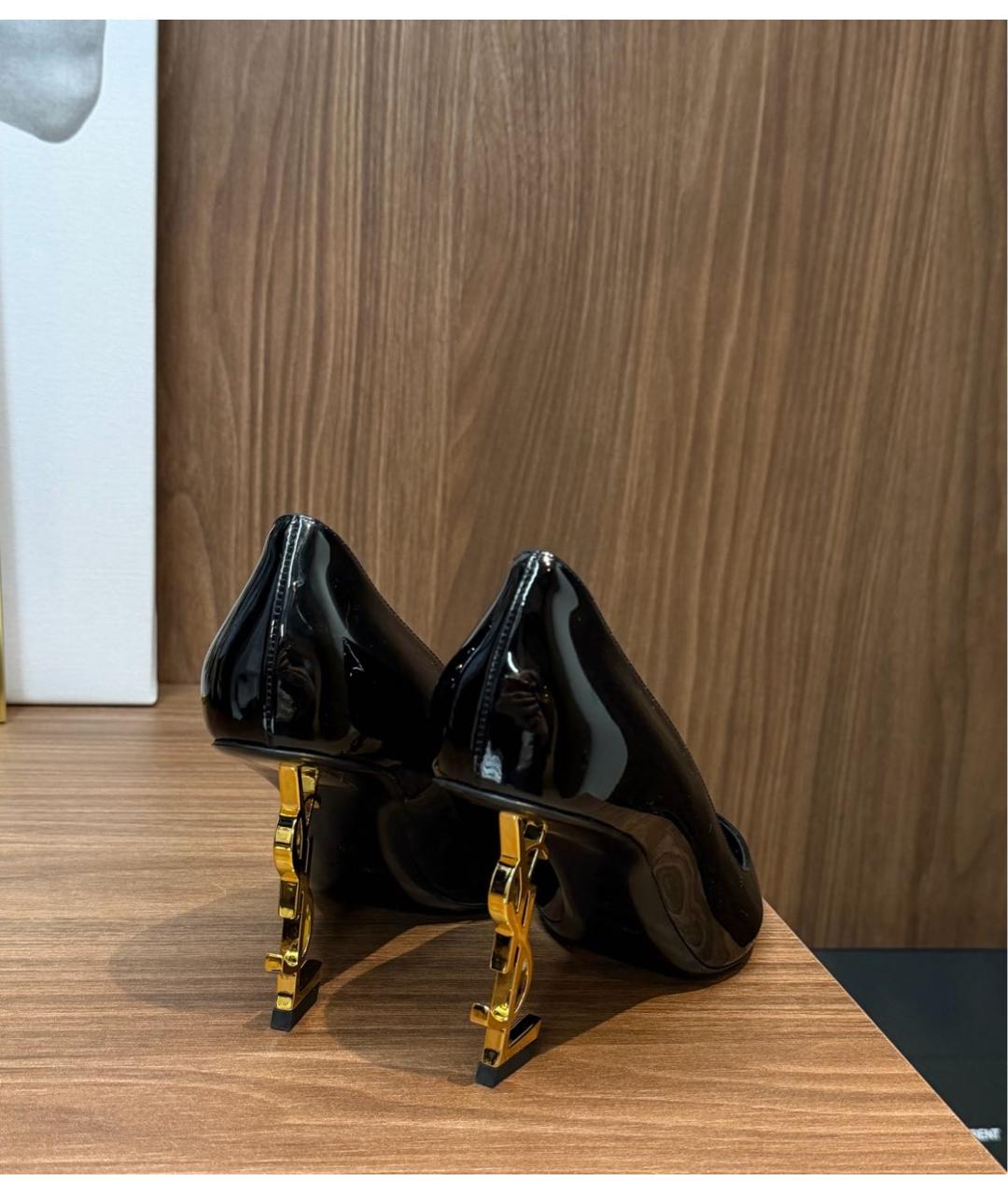SAINT LAURENT Черные туфли из лакированной кожи, фото 4