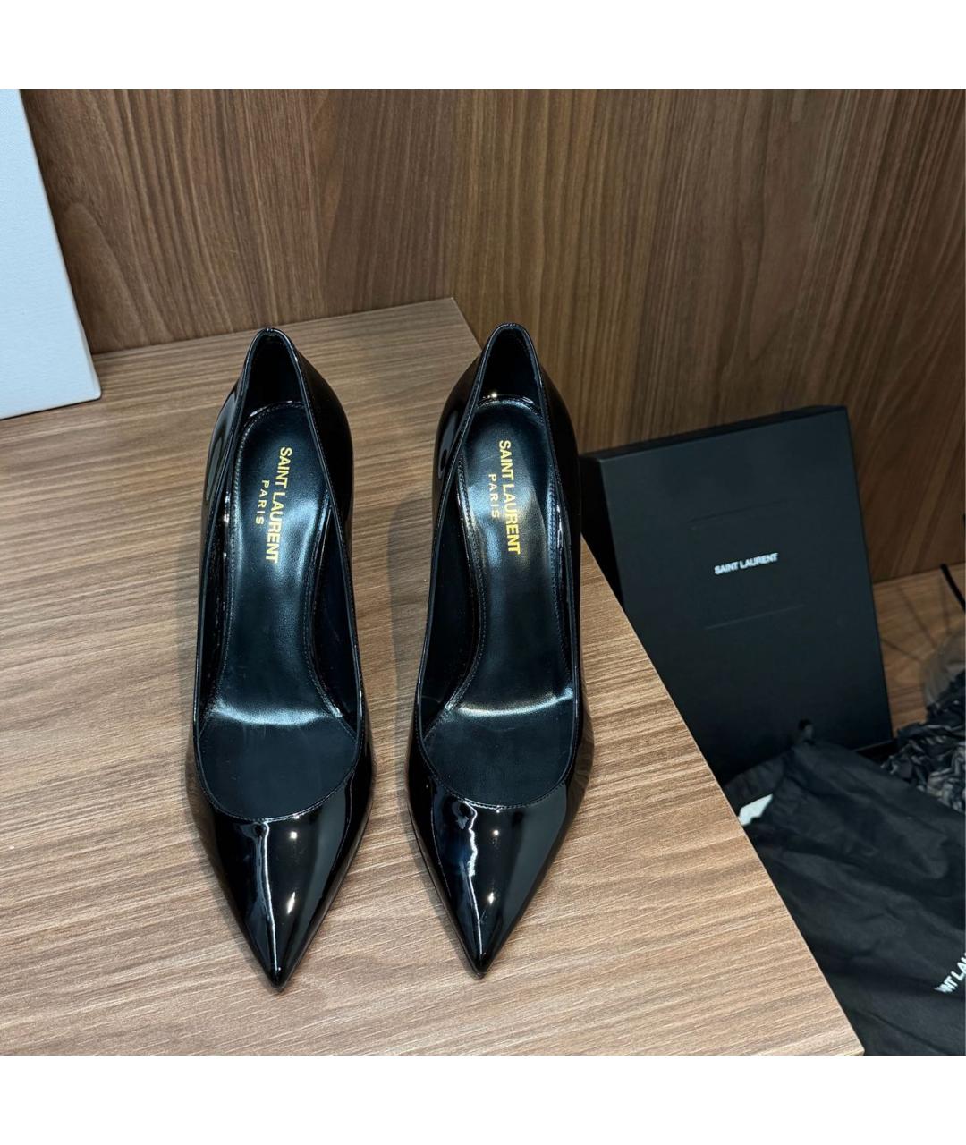 SAINT LAURENT Черные туфли из лакированной кожи, фото 2