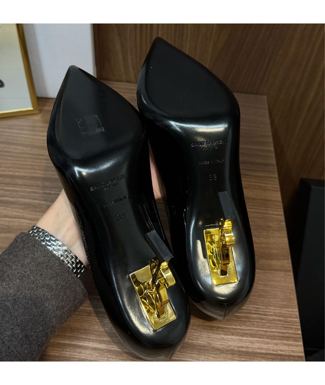 SAINT LAURENT Черные туфли из лакированной кожи, фото 7