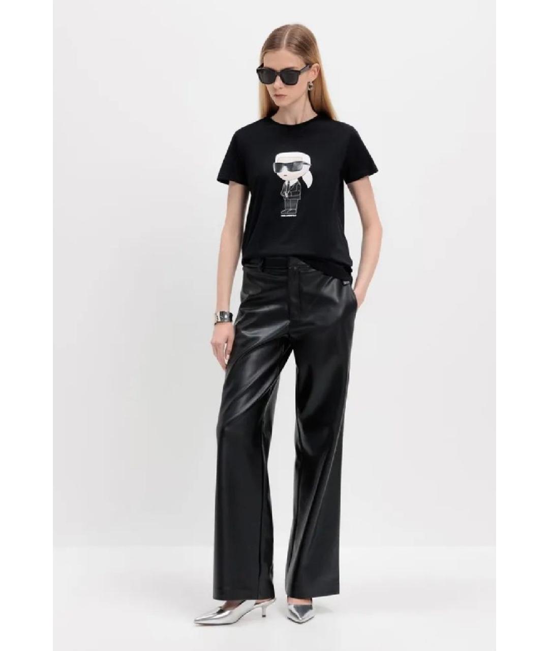 KARL LAGERFELD Черная хлопковая футболка, фото 3