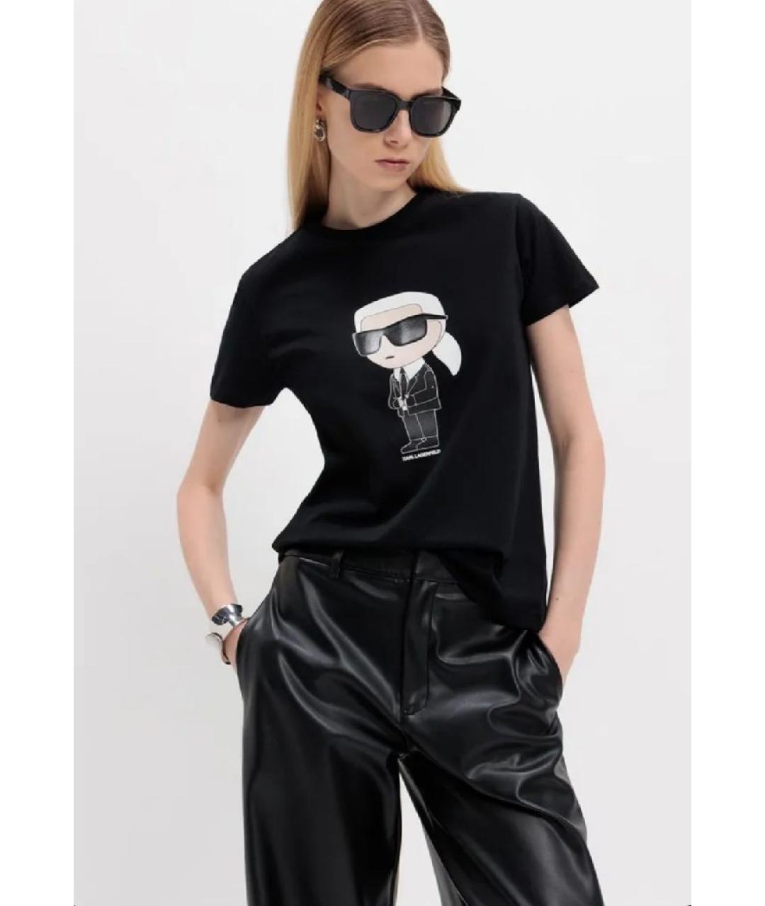 KARL LAGERFELD Черная хлопковая футболка, фото 2