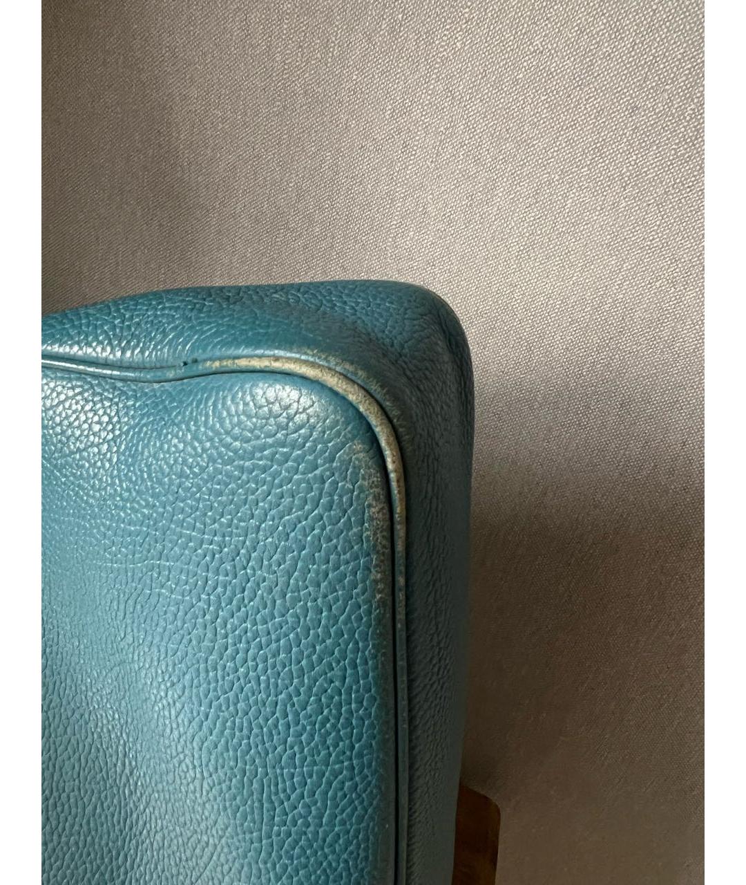 HERMES Синяя кожаная сумка с короткими ручками, фото 2