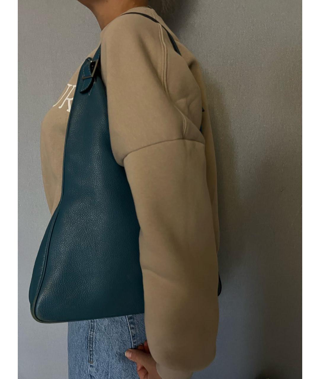 HERMES Синяя кожаная сумка с короткими ручками, фото 5