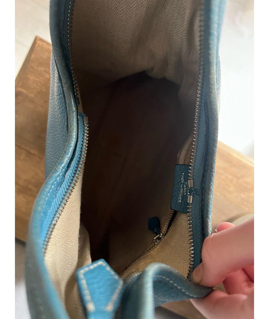 HERMES Синяя кожаная сумка с короткими ручками, фото 8