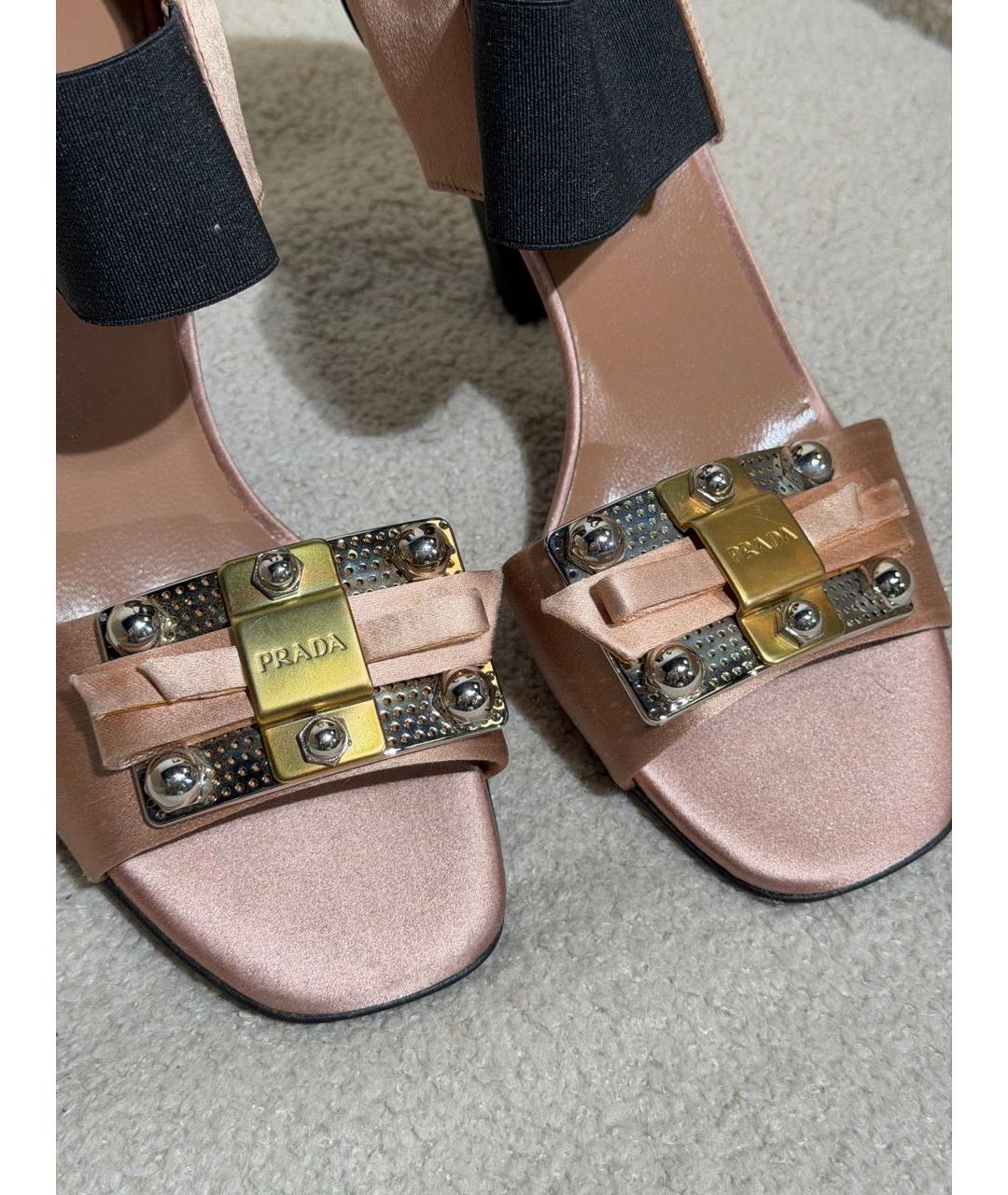 PRADA Розовые текстильные босоножки, фото 5