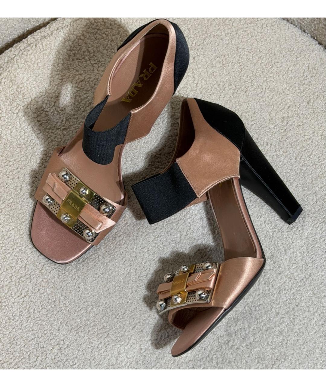 PRADA Розовые текстильные босоножки, фото 2