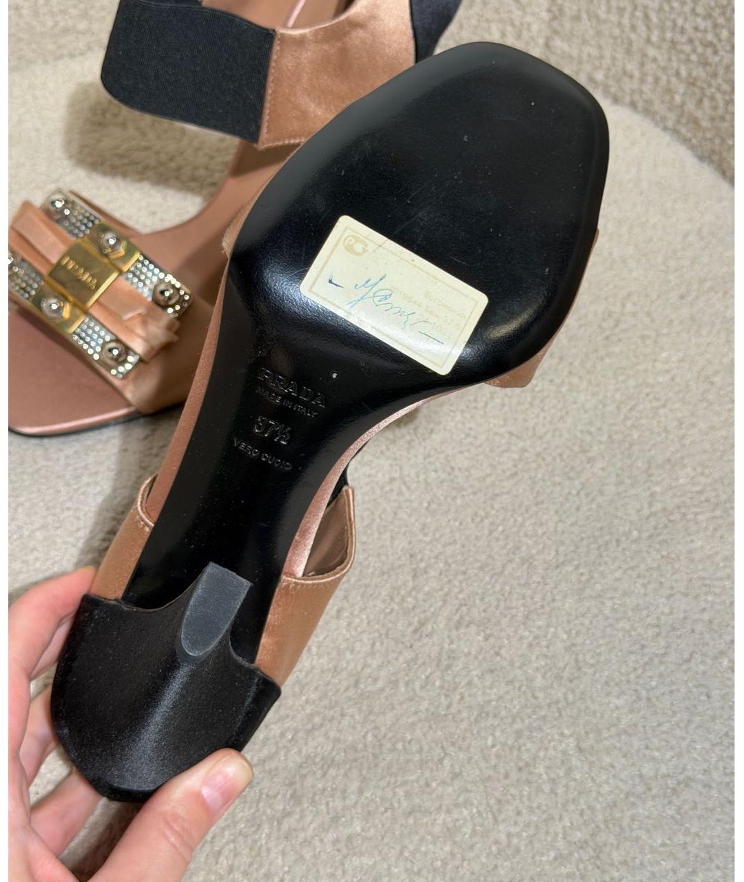 PRADA Розовые текстильные босоножки, фото 6