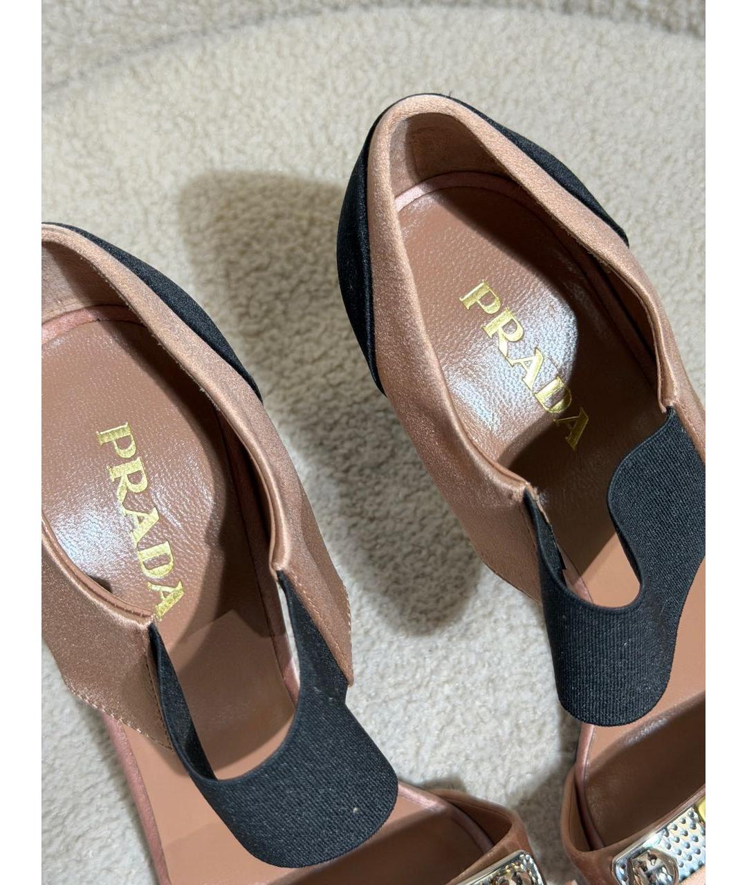 PRADA Розовые текстильные босоножки, фото 3