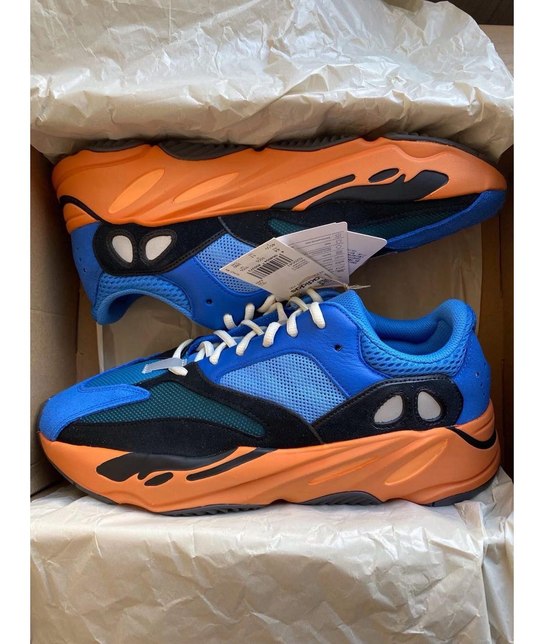 ADIDAS YEEZY Синие текстильные низкие кроссовки / кеды, фото 2