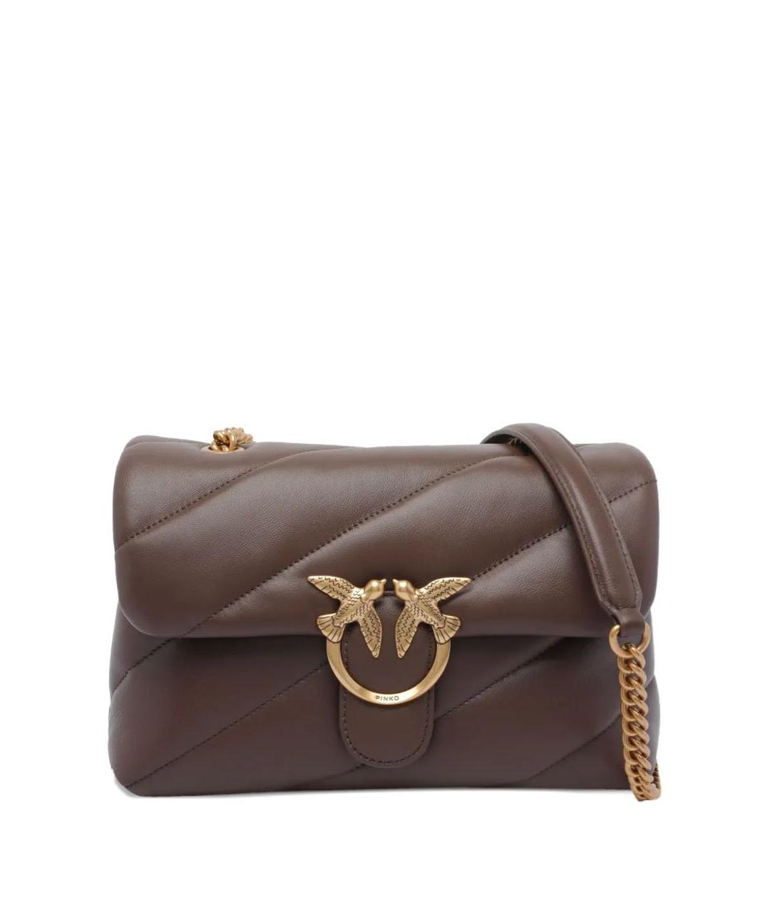 PINKO Коричневая кожаная сумка через плечо, фото 1