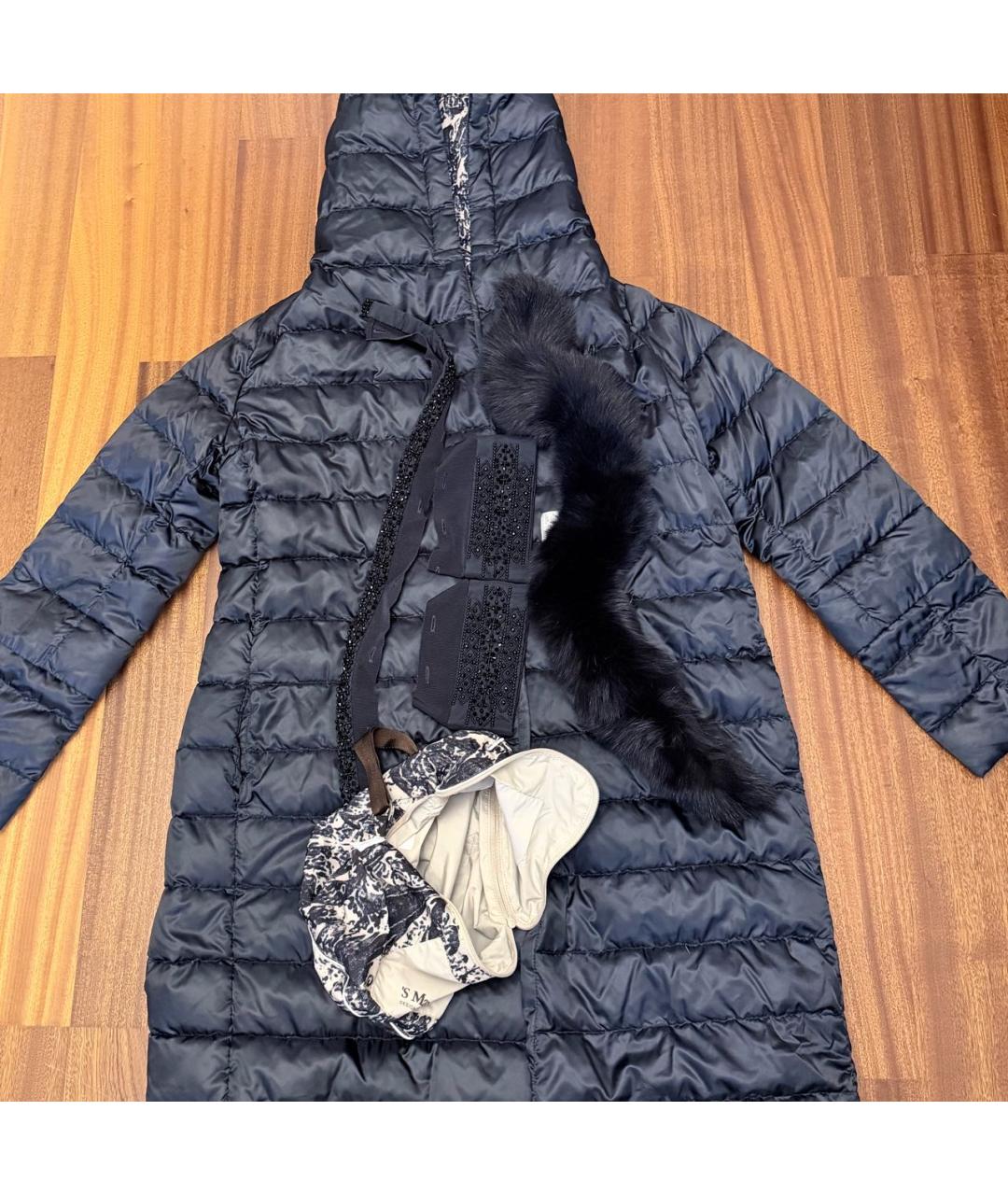 'S MAX MARA Темно-синий полиамидовый пуховик, фото 5