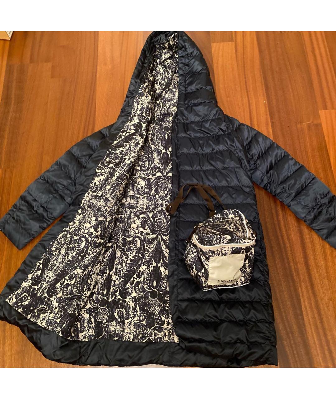 'S MAX MARA Темно-синий полиамидовый пуховик, фото 8