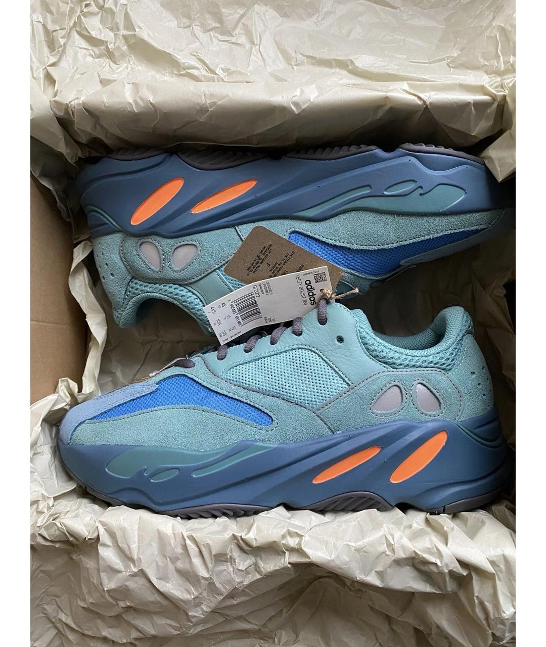 ADIDAS YEEZY Бирюзовые замшевые низкие кроссовки / кеды, фото 2