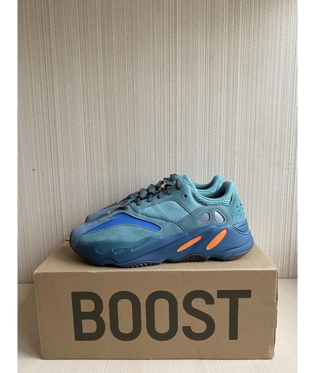 ADIDAS YEEZY Бирюзовые замшевые низкие кроссовки / кеды, фото 3